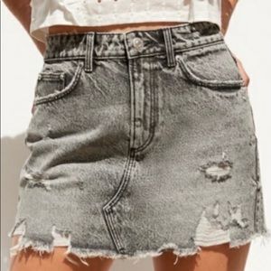 ZARA Acid Grey Black Jean Denim Skirt